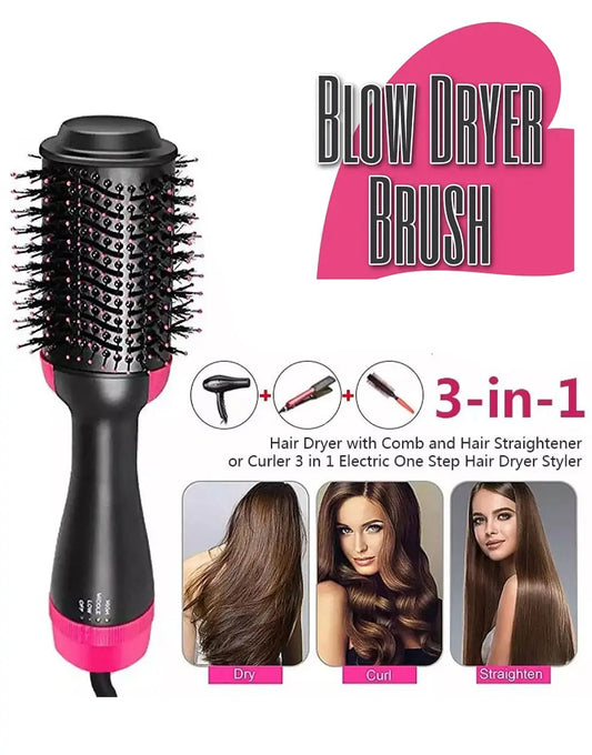 3‑in‑1 Hair Dryer Brush | One‑Step Volumizer & Styler | Dry, Straighten & Curl | Professional Hot Air Brush